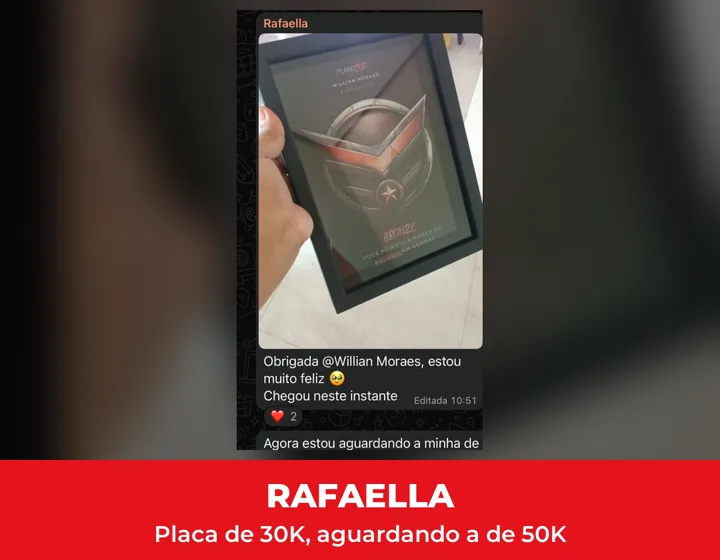 Placa da aluna Rafaella